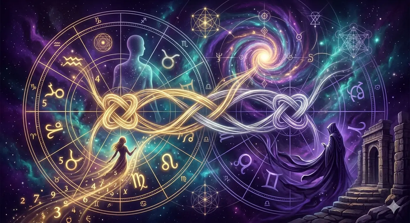 Кармічні Вузли в Синастрії: Еволюційний Вектор Душ та Взаємодія Доль