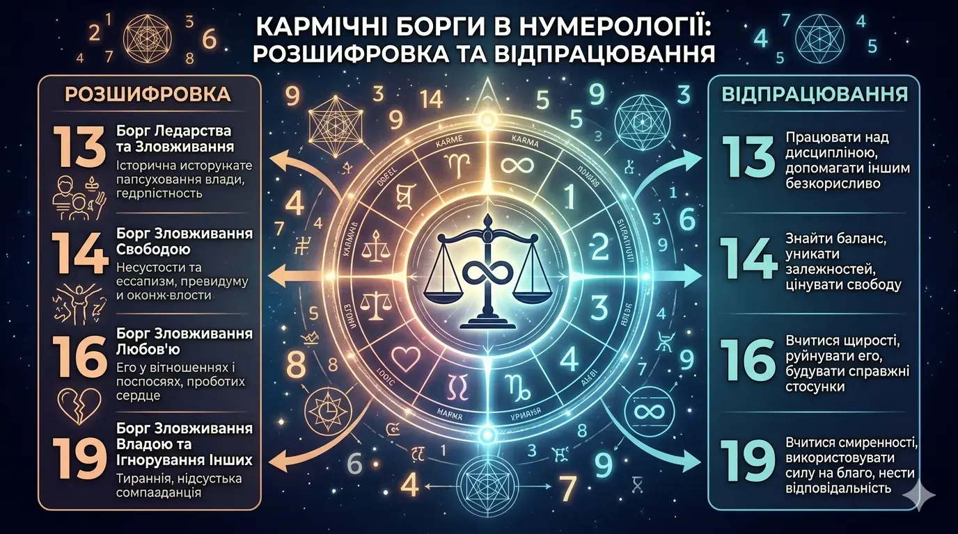 Кармічні Борги в Нумерології: Розшифровка та Відпрацювання