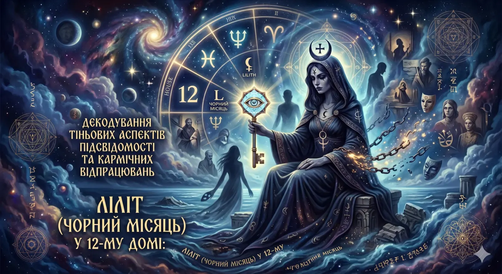 Ліліт (Чорний Місяць) у 12-му домі: Декодування тіньових аспектів підсвідомості та кармічних відпрацювань