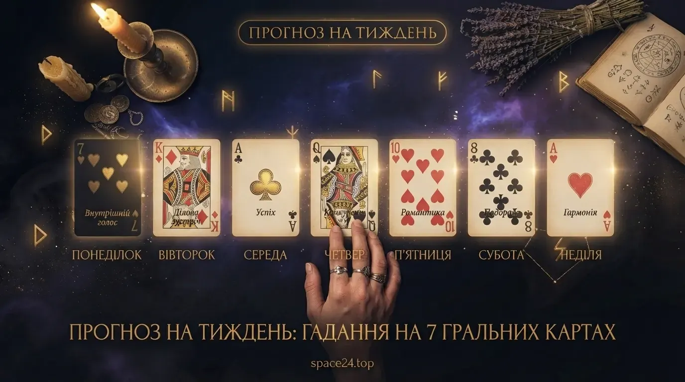 Прогноз на тиждень: Гадання на 7 гральних картах онлайн